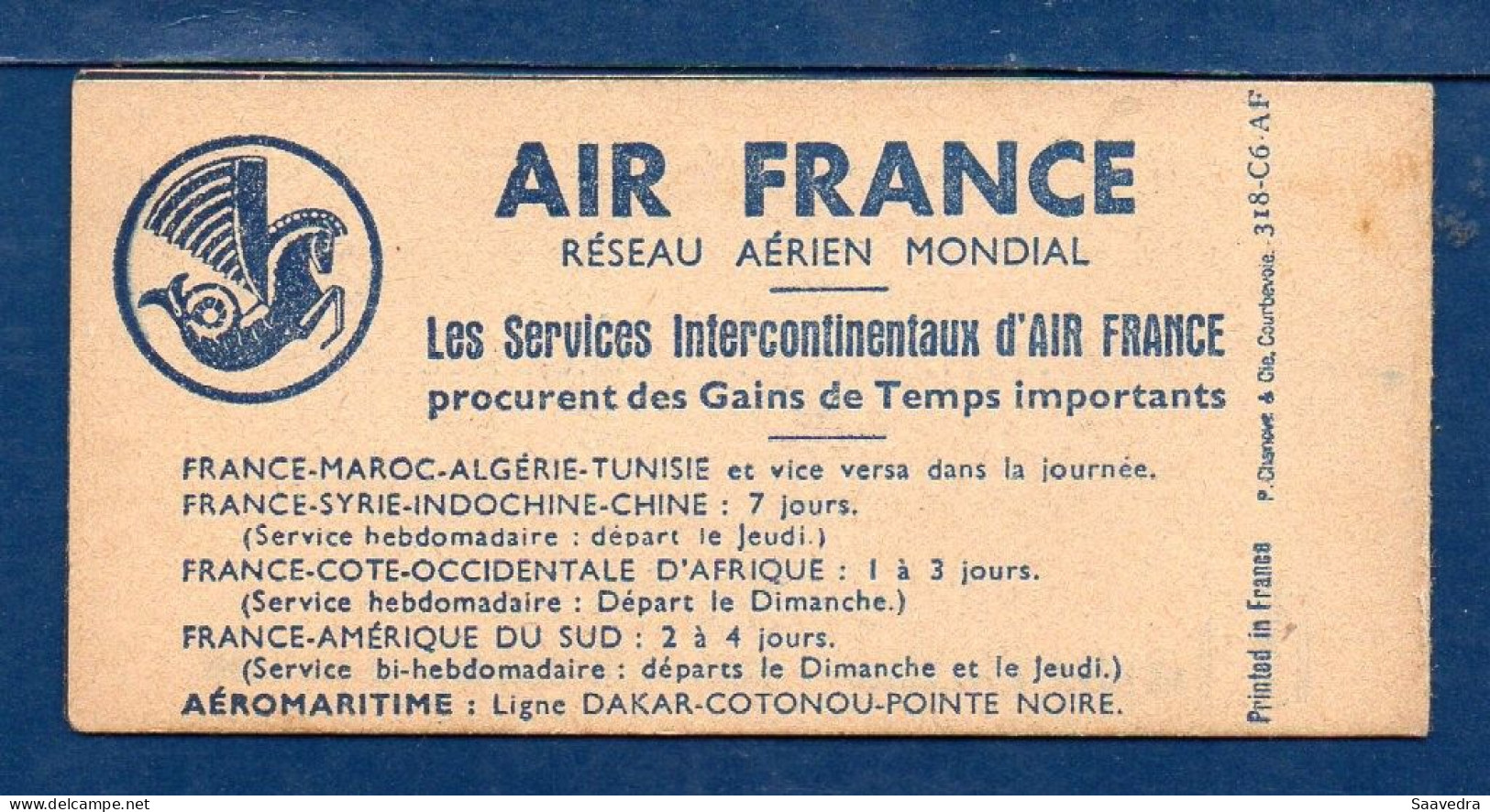 AIR FRANCE Complete Carnet, April 1936, With 10 Labels  (081) - Cartas & Documentos