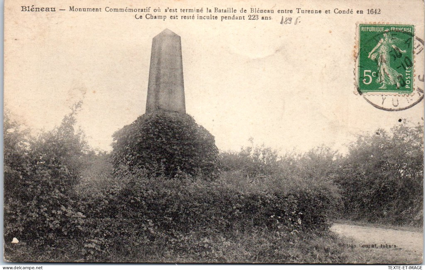 89 BLENEAU - Le Monument Commemoratif De La Bataille  - Bleneau