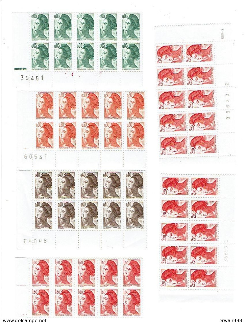 Petit Lot De 6  Blocs Coins De Feuilles SABINE Numérotés YT 2178,2182,2183,2187,2376 (2blocs) Cote 35 VF10.30  1243 - Unused Stamps