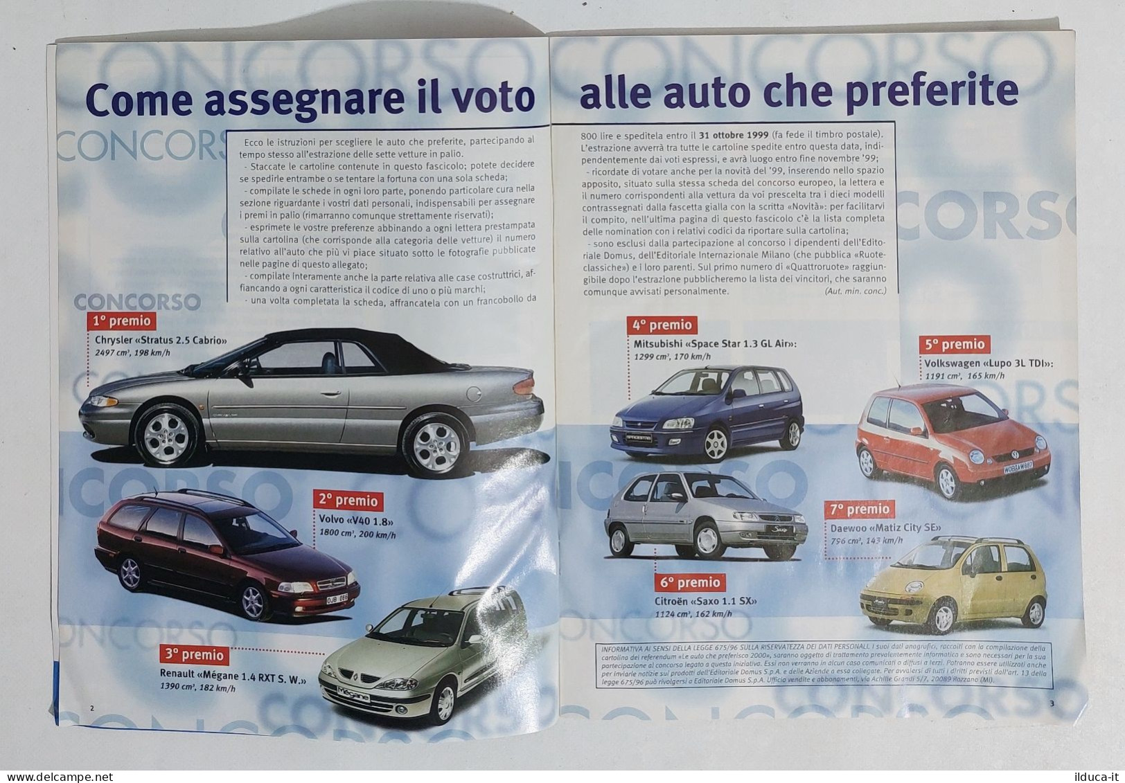 69893 Opuscolo Auto Quattroruote - Le Auto Che Preferisco 2000 - Coches