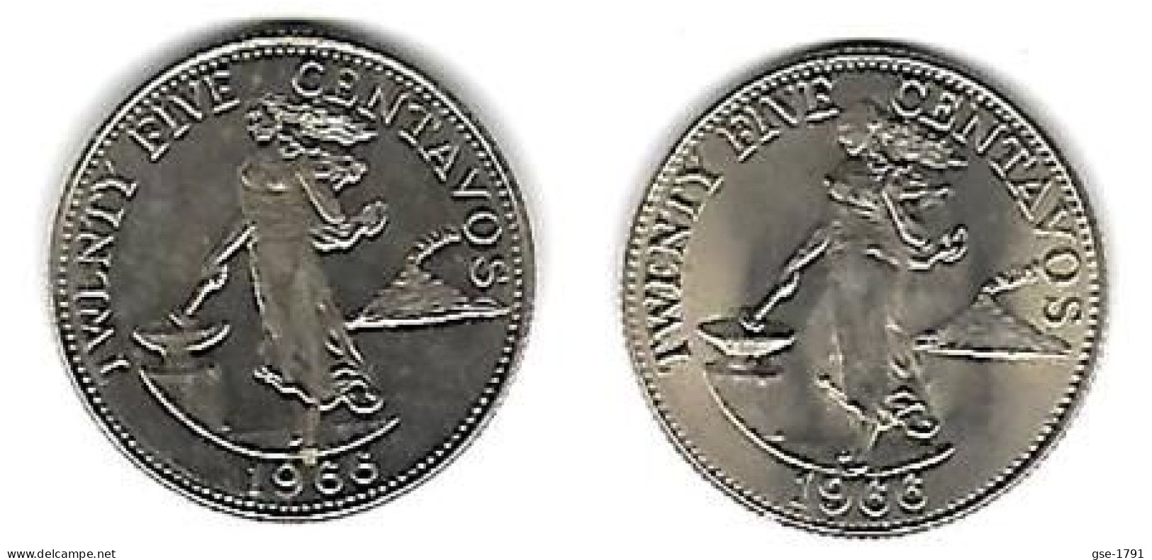 PHILIPPINES Républic Décimal, Petites Monnaies, Femme, 25 Centavos  KM  189.2 - Filippine