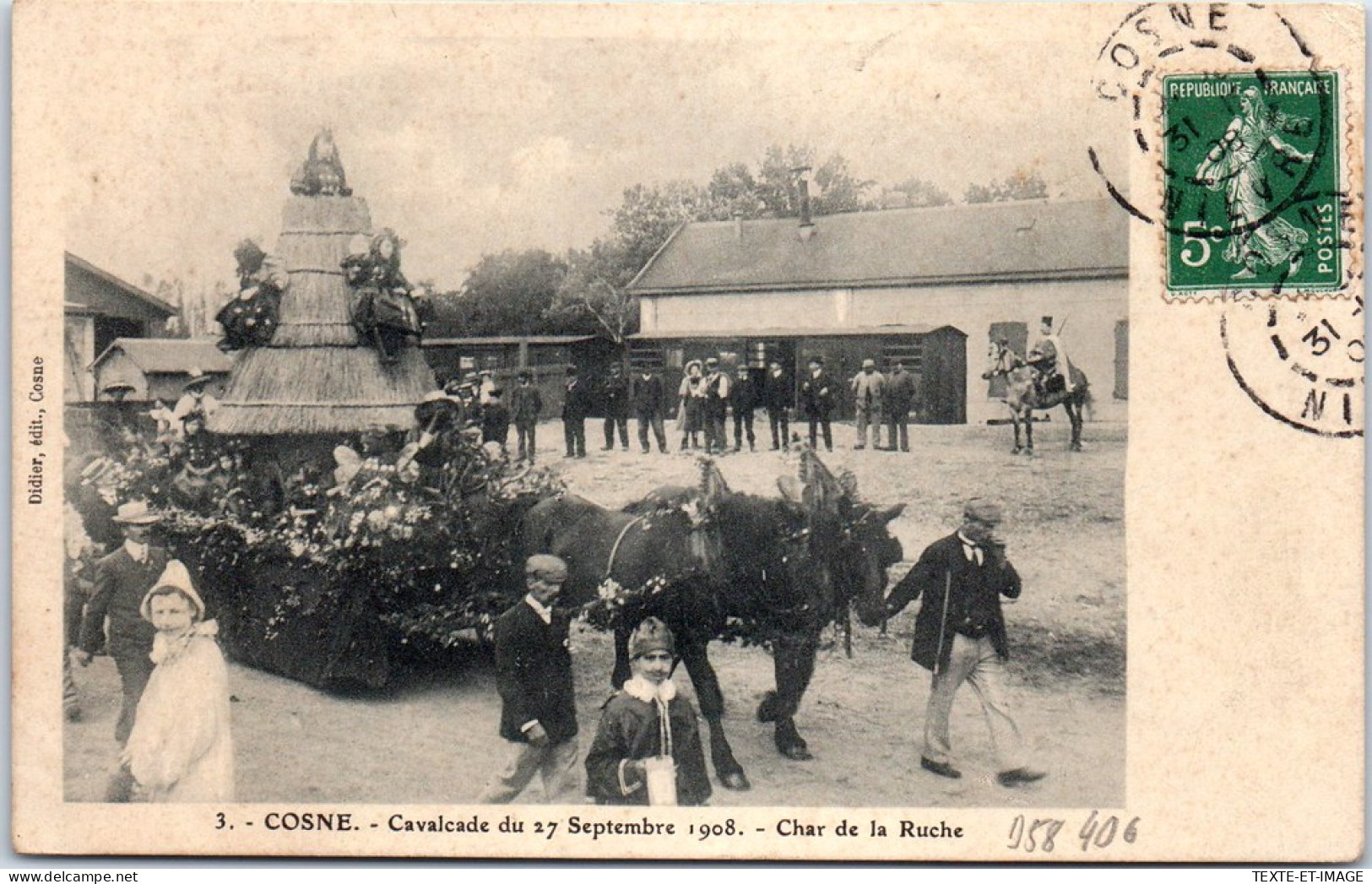 58 COSNE SUR LOIRE - Cavalcade 1908, Char De La Ruche  - Cosne Cours Sur Loire