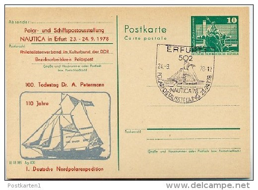 DDR P79-17-78 C67 Postkarte PRIVATER ZUDRUCK Nordpolarexpedition Erfurt Sost. 1978 - Privatpostkarten - Gebraucht