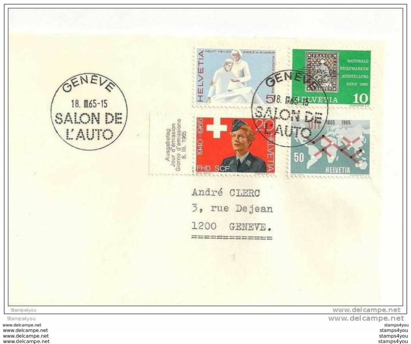 166 - 18 - Enveloppe Suisse Avec Oblit Spéciale "Salon De L'Auto Genève 1965" - Postmark Collection