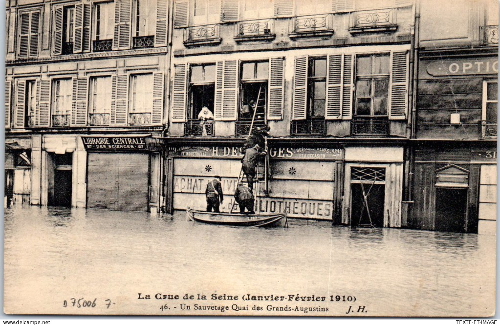 75006 PARIS - Crue De 1910, Sauvetage Quai Des Grd Augustins - District 06