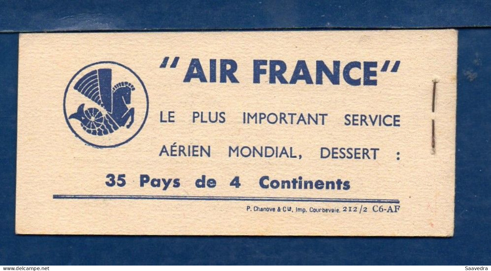 AIR FRANCE Complete Carnet, June 1937, With 10 Labels  (085) - Luchtpost