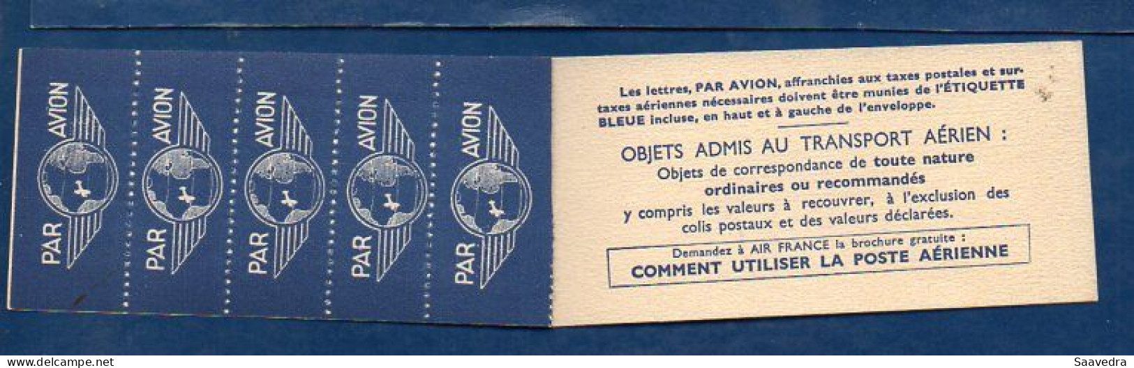 AIR FRANCE Complete Carnet, June 1937, With 10 Labels  (085) - Poste Aérienne