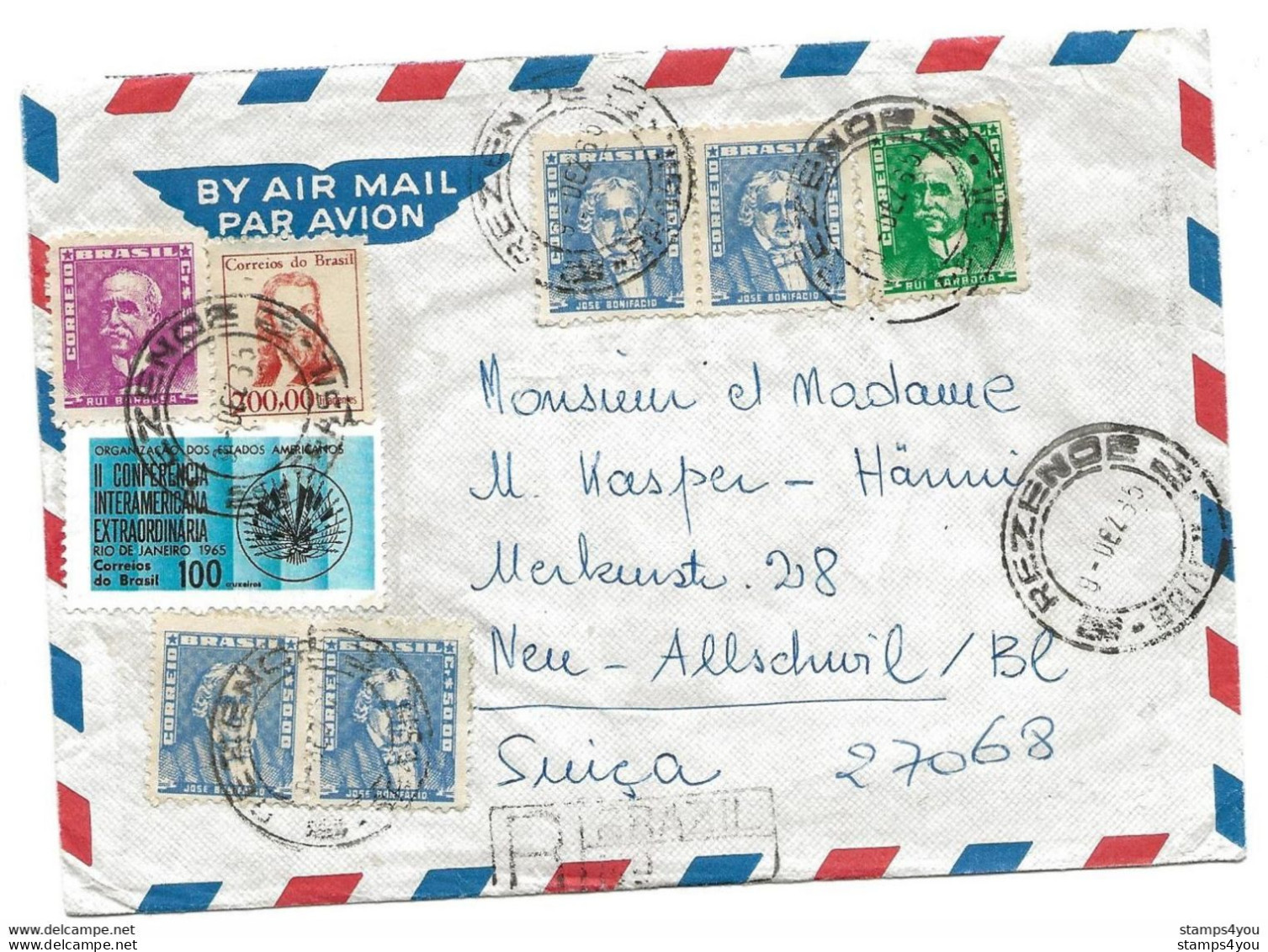 237 - 54 - Enveloppe Envoyée De Resende En Suisse 1965 - Covers & Documents