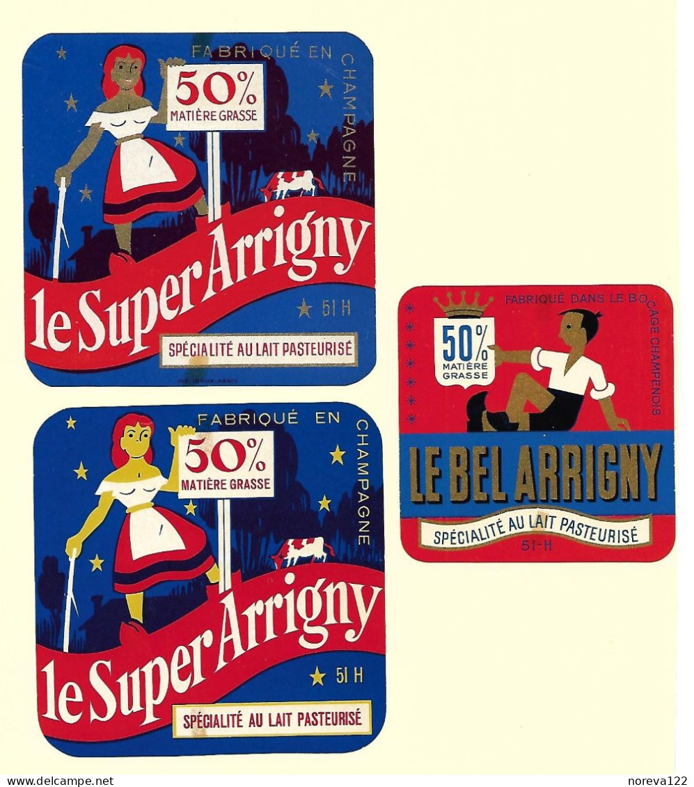3 ETIQU.CARRE Le Bel ARRIGNY/ Le Super ARRIGNY 51-H - Cheese