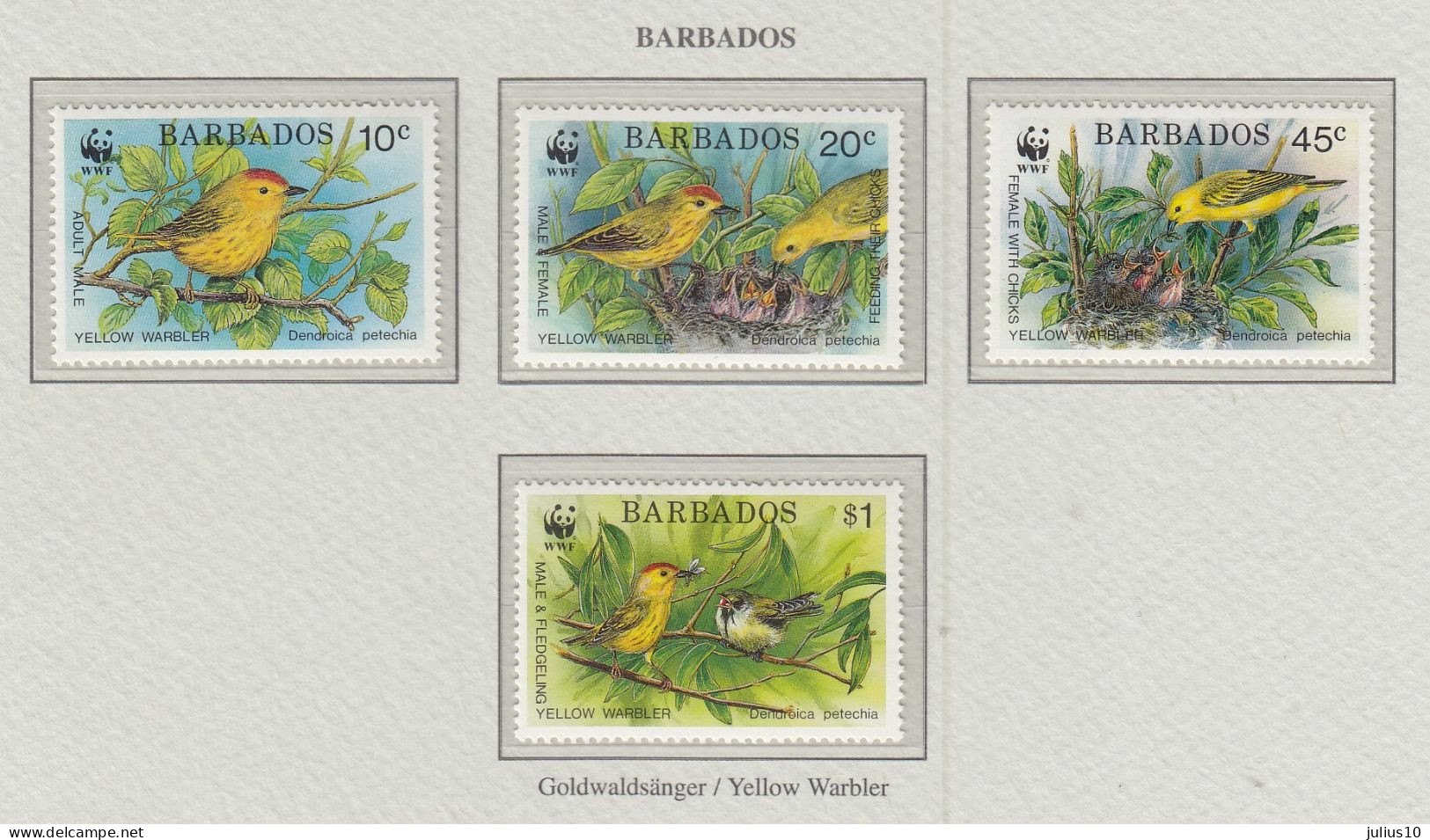 BARBADOS 1991 WWF Birds Mi 770-773 MNH(**) Fauna 792 - Otros & Sin Clasificación