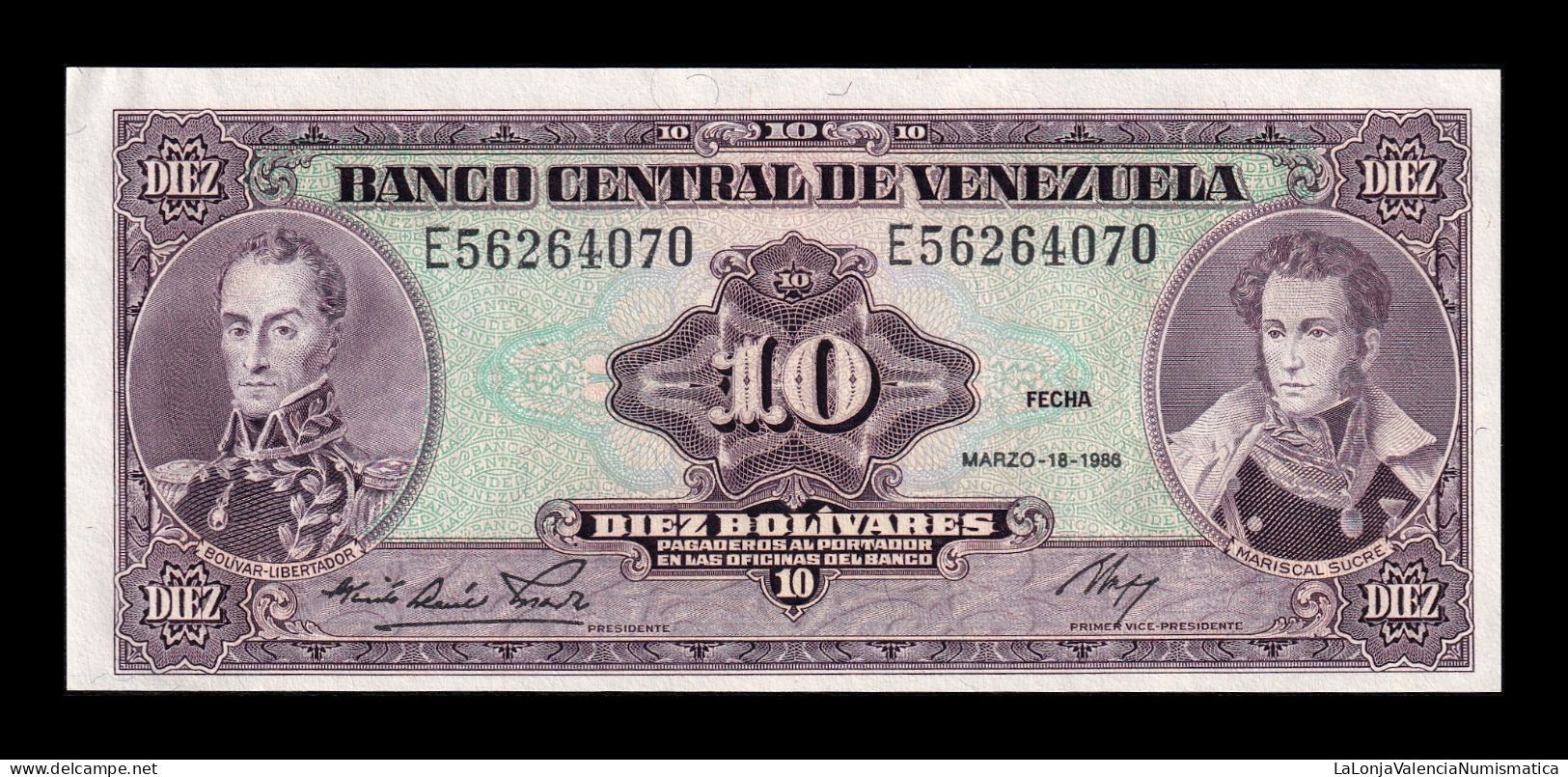 Venezuela 10 Bolívares 1986 Pick 61a Sc Unc - Venezuela