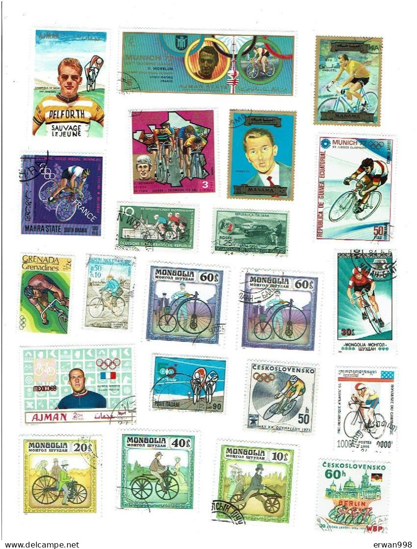 Lot Plus D'une Centaine De  Timbres Neufs & Oblitérés Tous Pays Sur Le Thème Cyclisme  1244 - Radsport