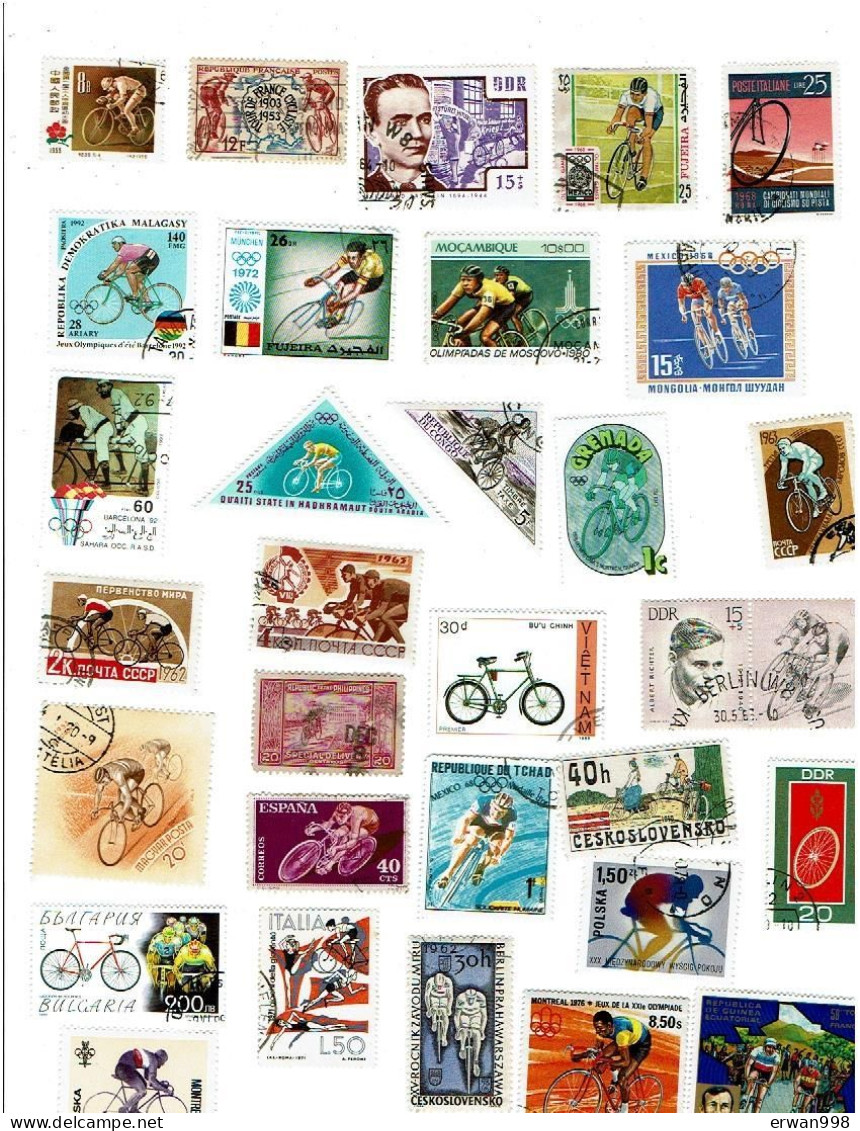 Lot Plus D'une Centaine De  Timbres Neufs & Oblitérés Tous Pays Sur Le Thème Cyclisme  1244 - Wielrennen