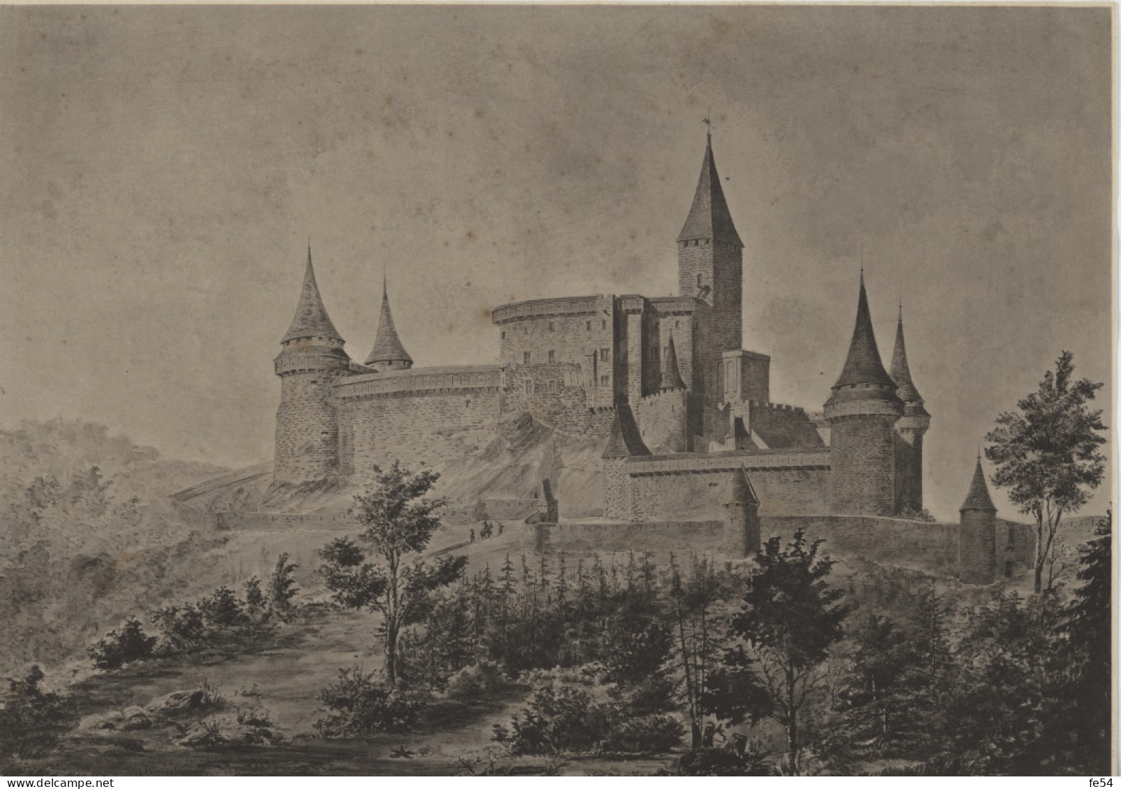 ° HAUT-KOENIGSBOURG ° GRAVURE ° Proposition De Restitution Du Château ° Auteur Charles Winkler 1874 ° - Orte