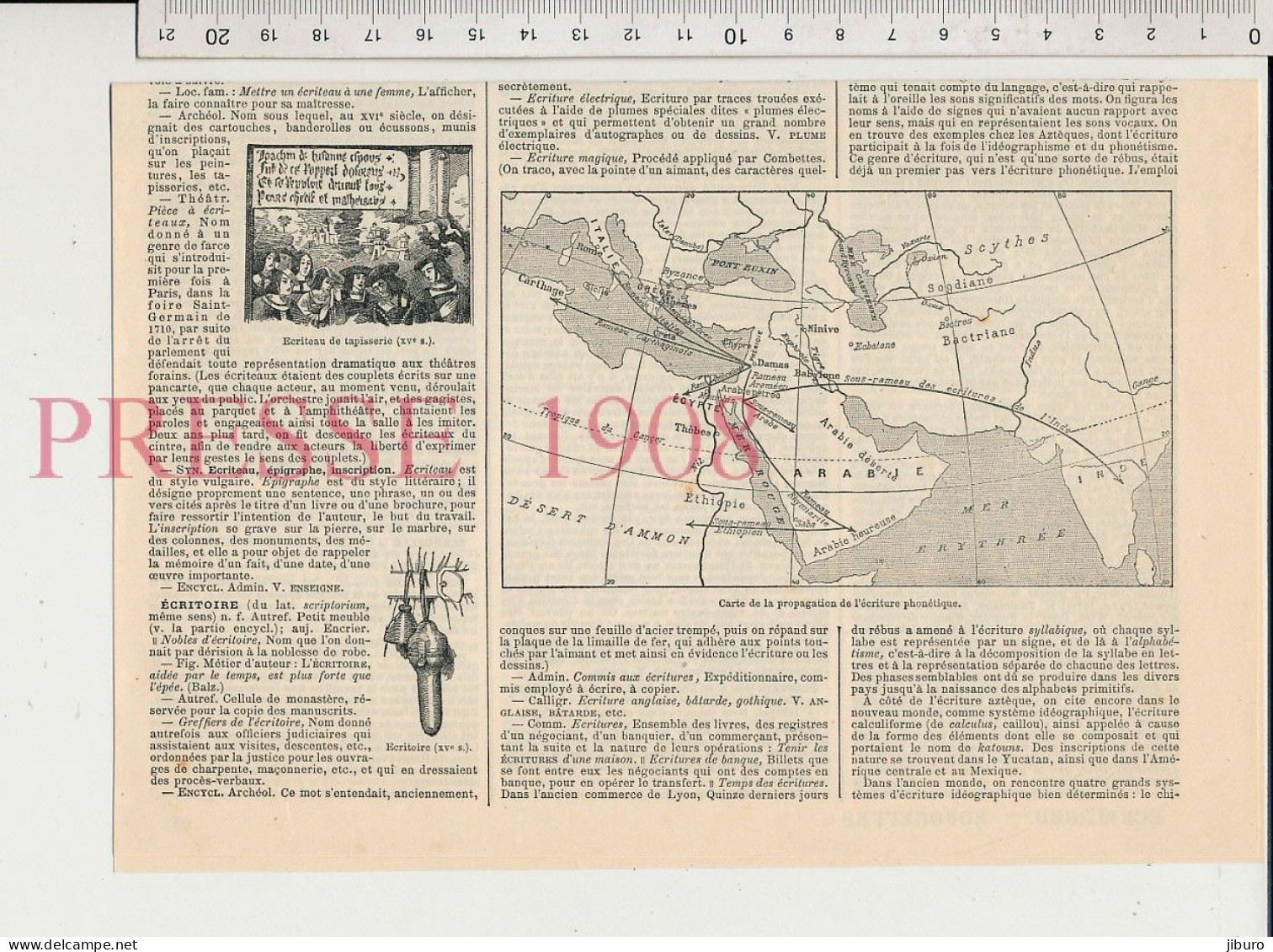 3 Vues Doc 1908 Autour De L'écriture Histoire Ecritoire Ecriture Phonétique - Sonstige & Ohne Zuordnung