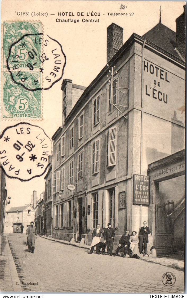 45 GIEN - Vue De L'hotel De L'Ecu Rue Paul Bert - - Gien