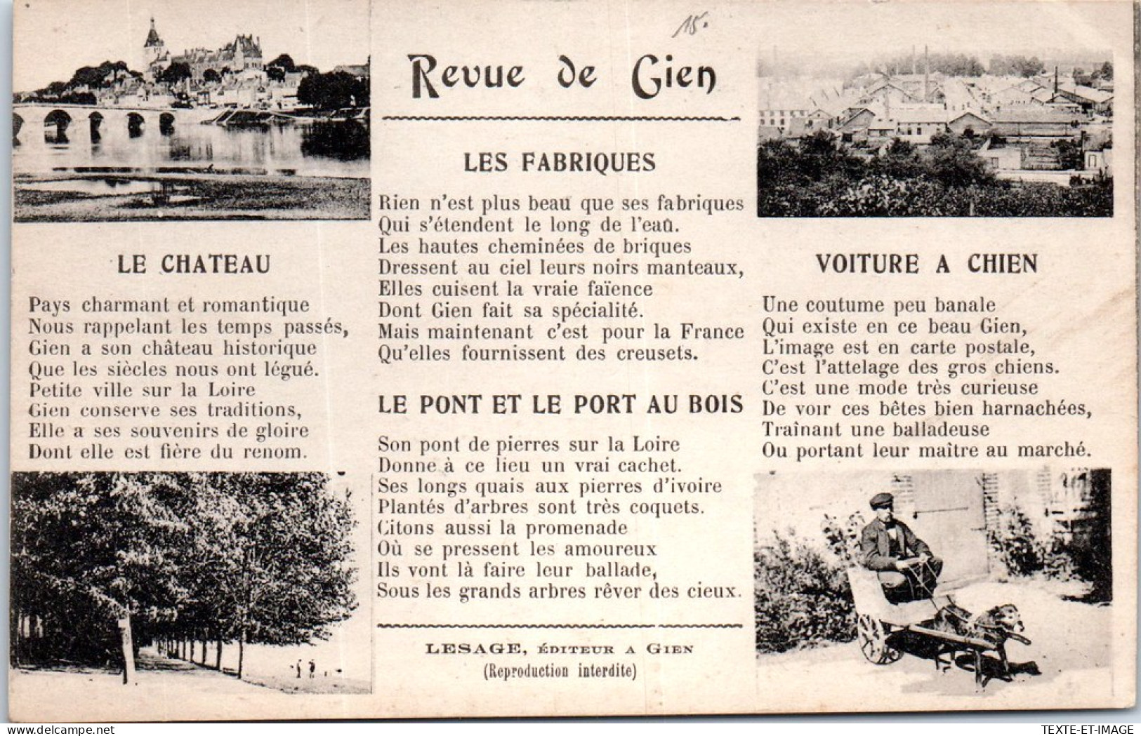 45 GIEN - Carte Souvenir - La Revue. - Gien