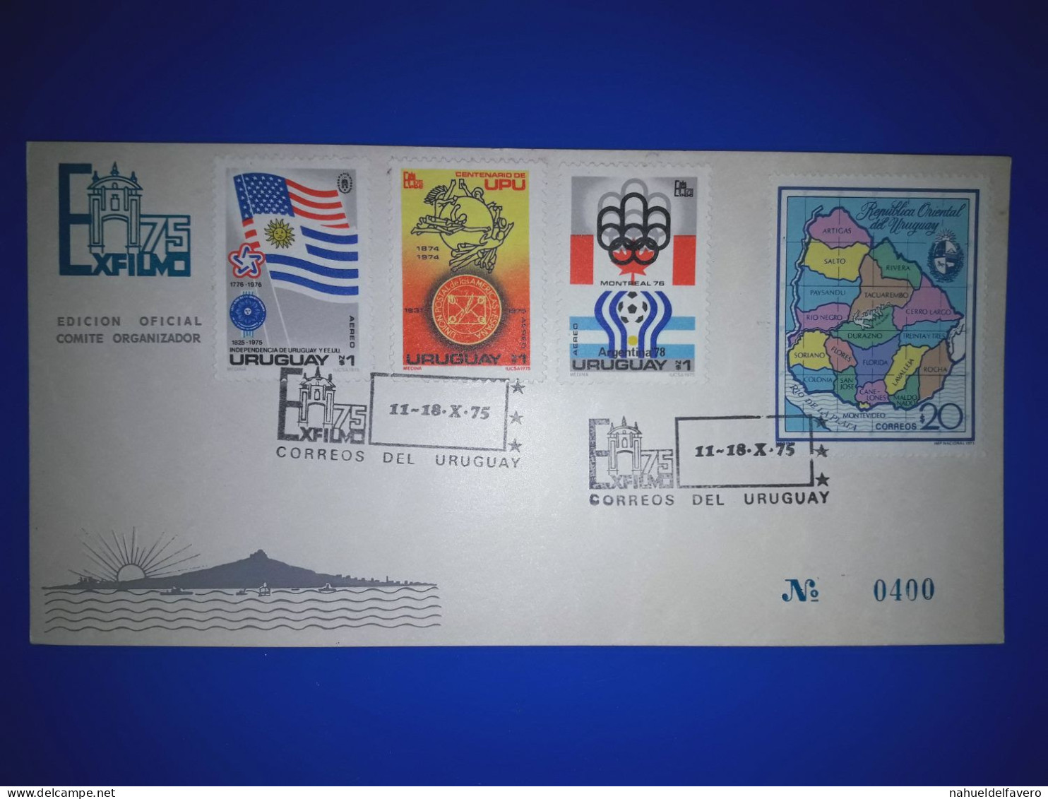 URUGUAY : Carte Commémorative De "Exfilmo 75" (Edition Officielle Du Comité D'Organisation). Variété De Timbres-poste Et - Uruguay