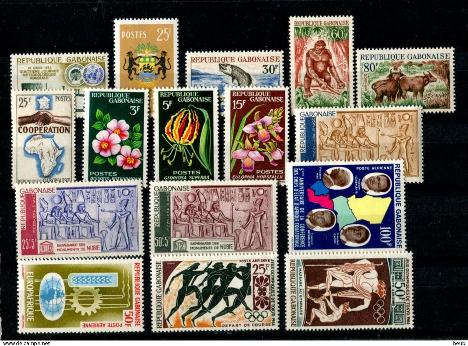 V - GABON : Année 1964 : Y&T 169 à 177 + PA 19 à 30 : 21 Timbres Tous NSC ** - Gabon (1960-...)