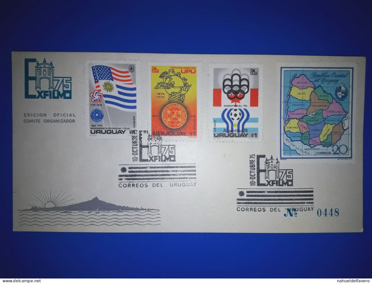 URUGUAY : Carte Commémorative De "Exfilmo 75" (Edition Officielle Du Comité D'Organisation). Variété De Timbres-poste Et - Uruguay