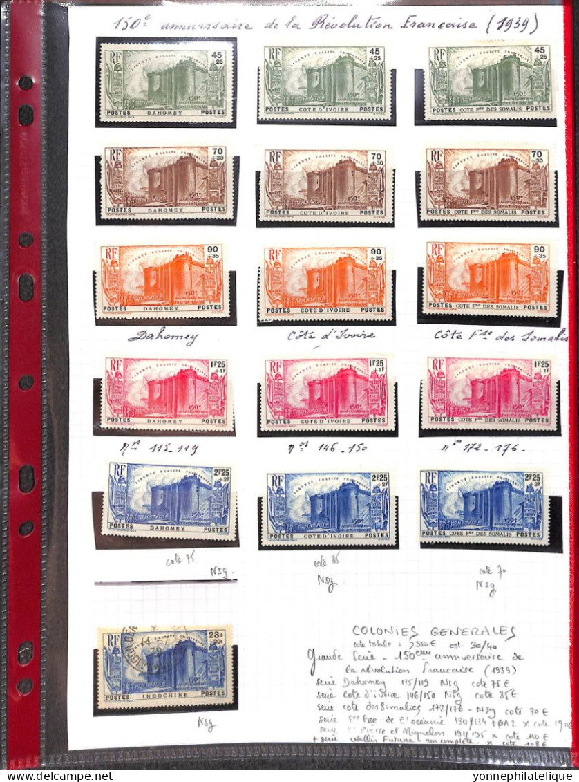 Colonies Générales - 150eme Anniversaire De La Revolution Francaise - Nsg Et X -cote Totale + De 550€ - A Saisir - Sammlungen