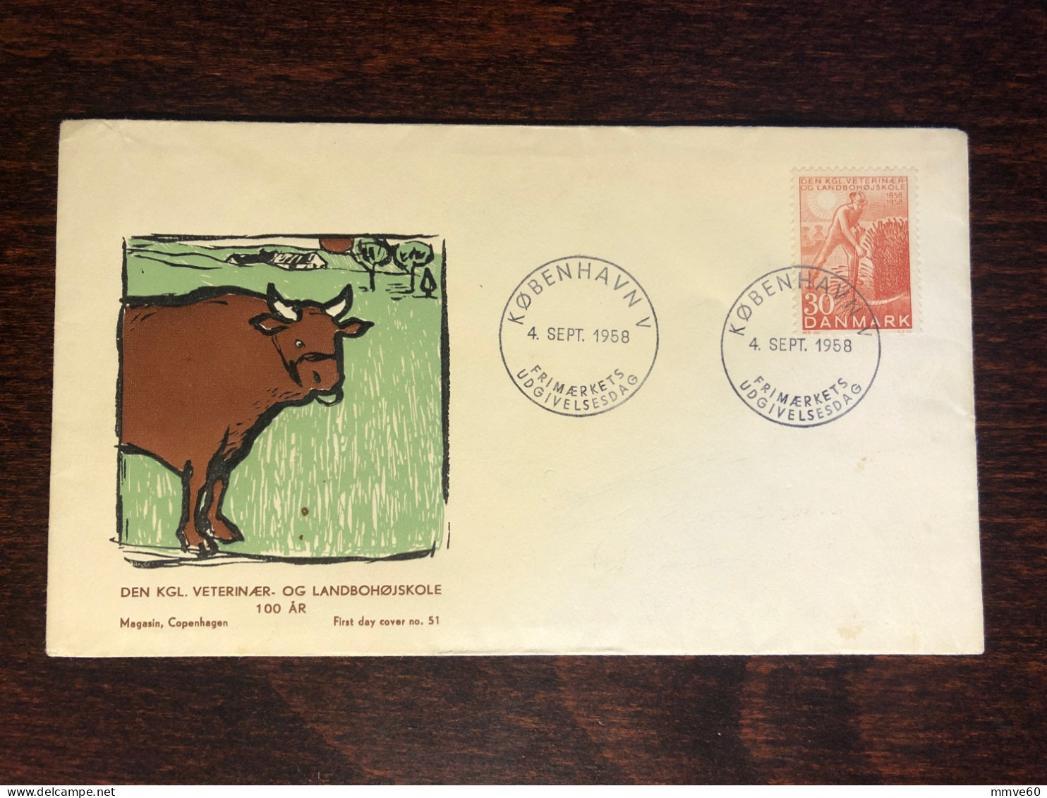 DENMARK FDC COVER 1958 YEAR VETERINARY HEALTH MEDICINE STAMPS - FDC