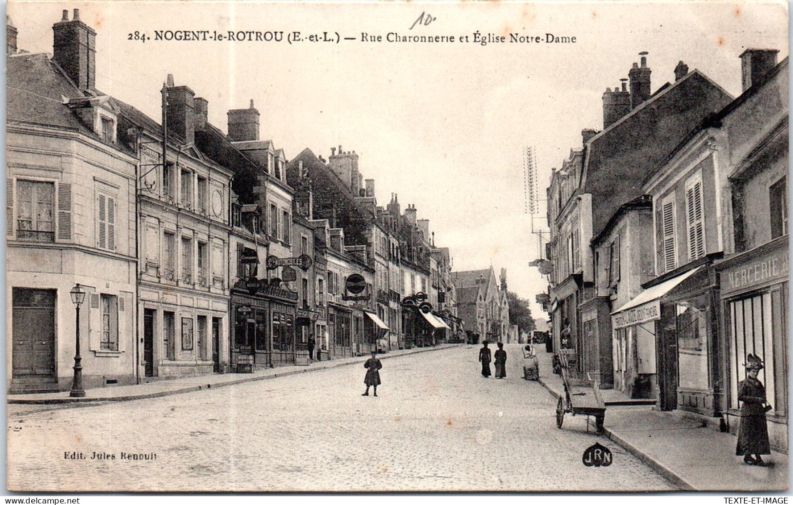 28 NOGENT LE ROTROU - Rue Charonnerie Et Eglise Notre Dame  - Nogent Le Rotrou