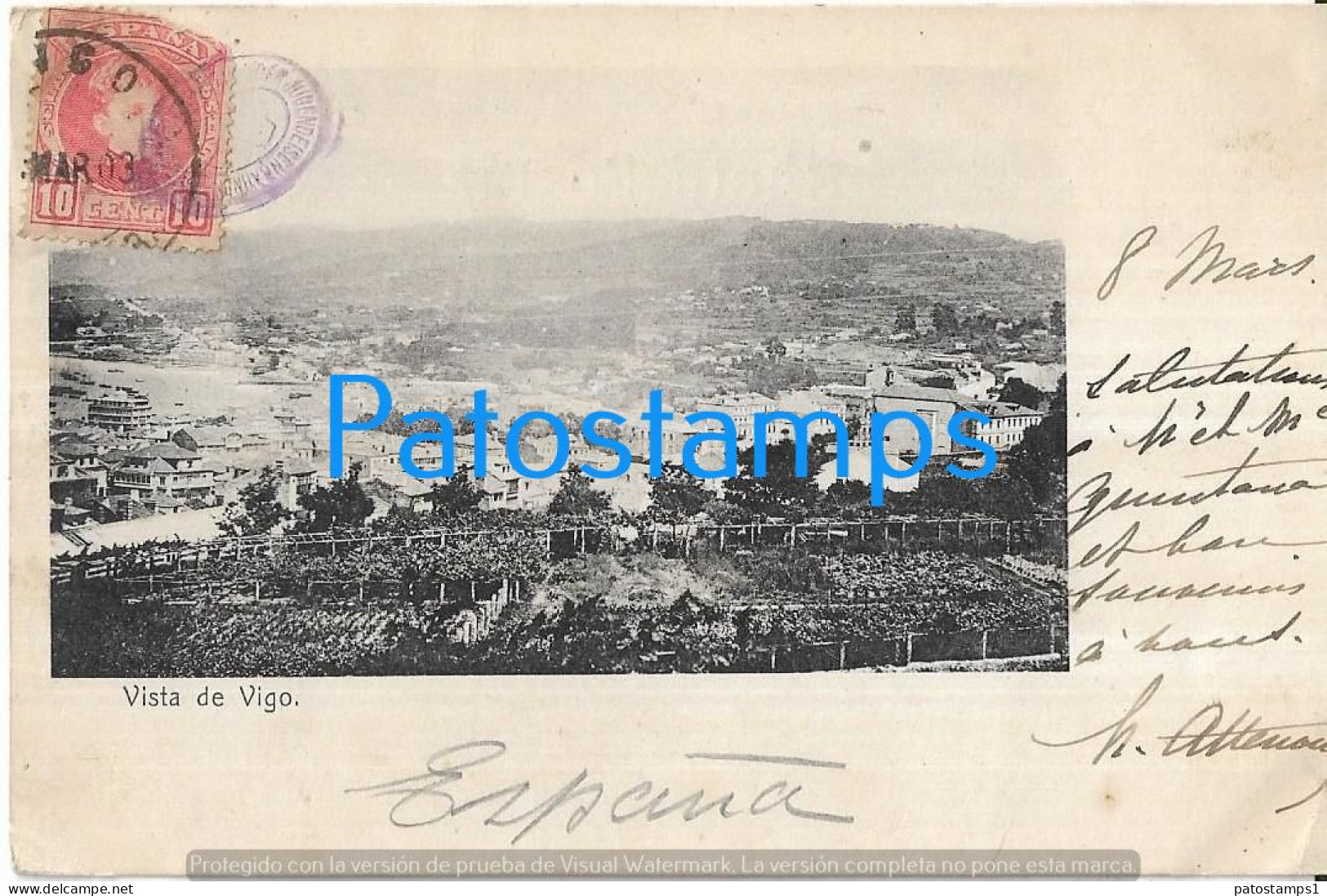 228095 SPAIN ESPAÑA VIGO PONTEVEDRA VISTA GENERAL CIRCULATED TO FRANCE POSTAL POSTCARD - Autres & Non Classés