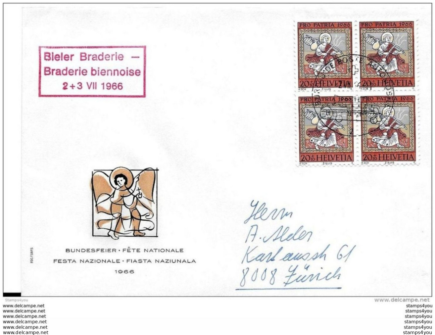89 - 29 - Enveloppe  Avec Oblit Spéciale "Bieler Braderie - Braderie Biennoise 1966" - Postmark Collection