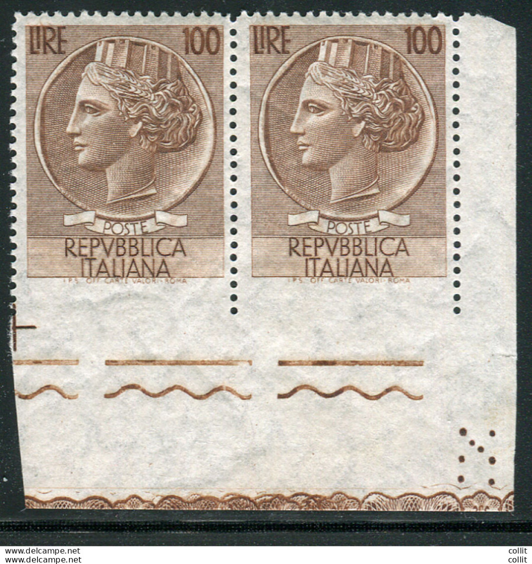 Siracusana Lire 100 Stelle II Dent. 13,1/4 Non Dent. In Basso - Errors And Curiosities