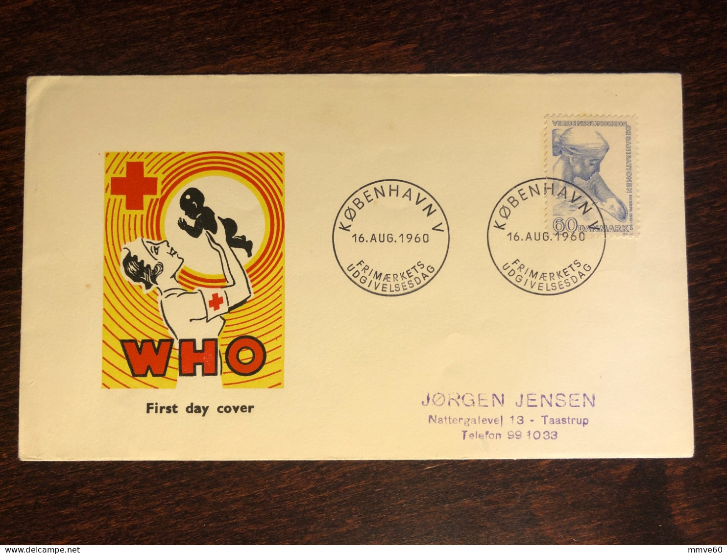 DENMARK FDC COVER 1960 YEAR RED CROSS WHO HEALTH MEDICINE STAMPS - FDC