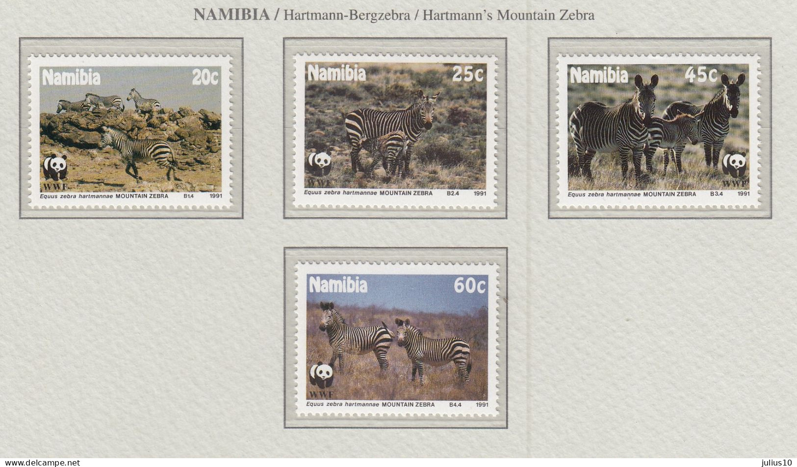 NAMIBIA 1991 WWF Animals Zebra Mi 702-705 MNH(**) Fauna 794 - Unused Stamps