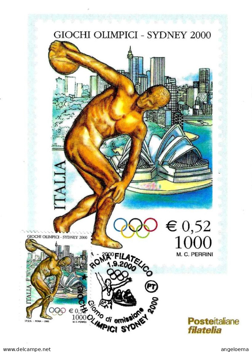 ITALIA ITALY - 2000 ROMA Giochi Olimpici Di SIDNEY Annullo Fdc Su Cartolina PT - 940 - Sommer 2000: Sydney