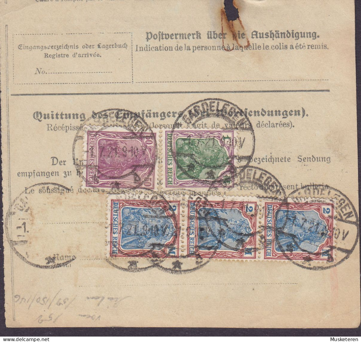 Deutsches Reich Paketkarte Bulletin D'Expedition Freight Card GARDELEGEN 1921 LUZERN Schweiz 'doganale Competente' Label - Lettres & Documents