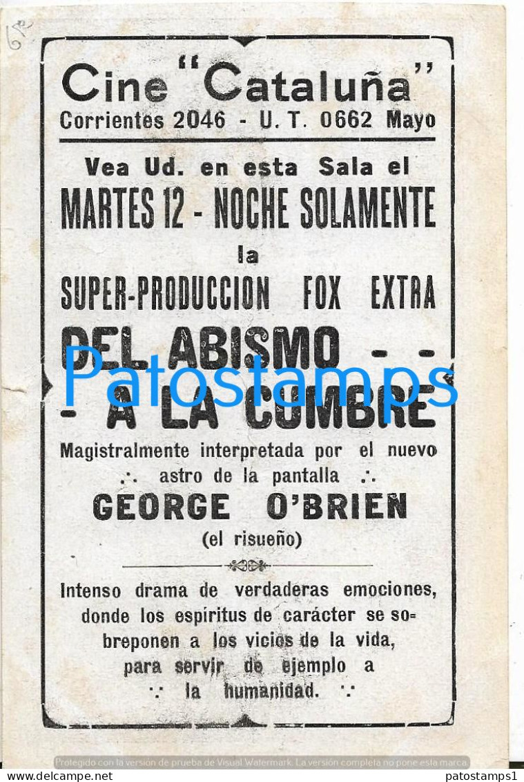 228098 ARGENTINA PUBLICITY CINE CINEMA CATALUÑA ARTIST TOM MIX ACTOR CINEMA NO POSTAL POSTCARD - Argentina