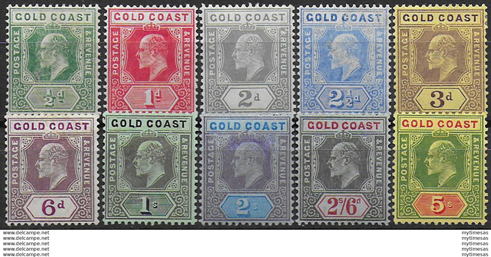 1907-13 Gold Coast Edoardo VII 10v. MH SG N. 59/68 - Other & Unclassified