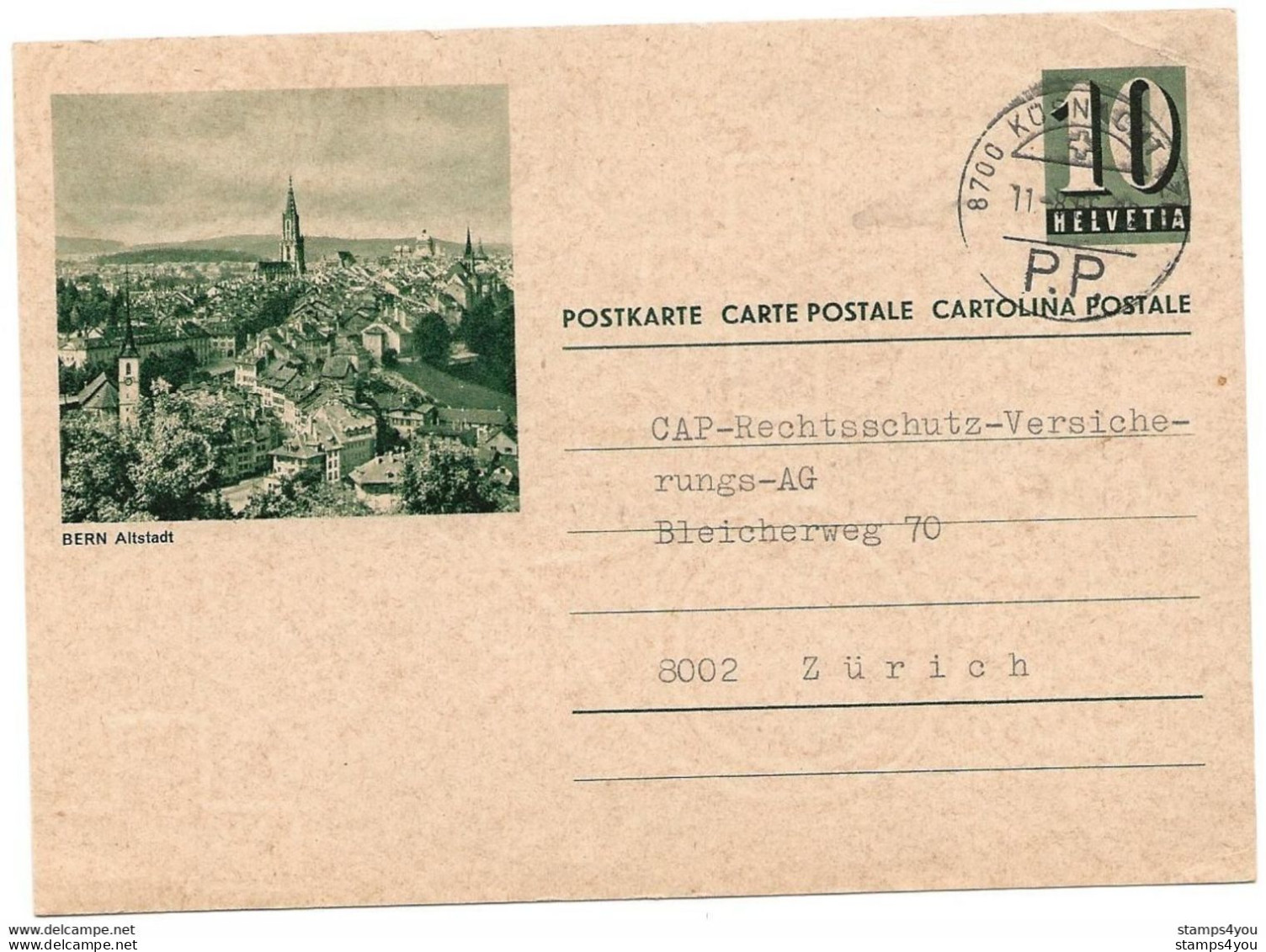 11 - 10 - Entier Postal Avec Illustration Bern Avec Cachet à Date  PP Küsnacht ZH 1966 - Ganzsachen