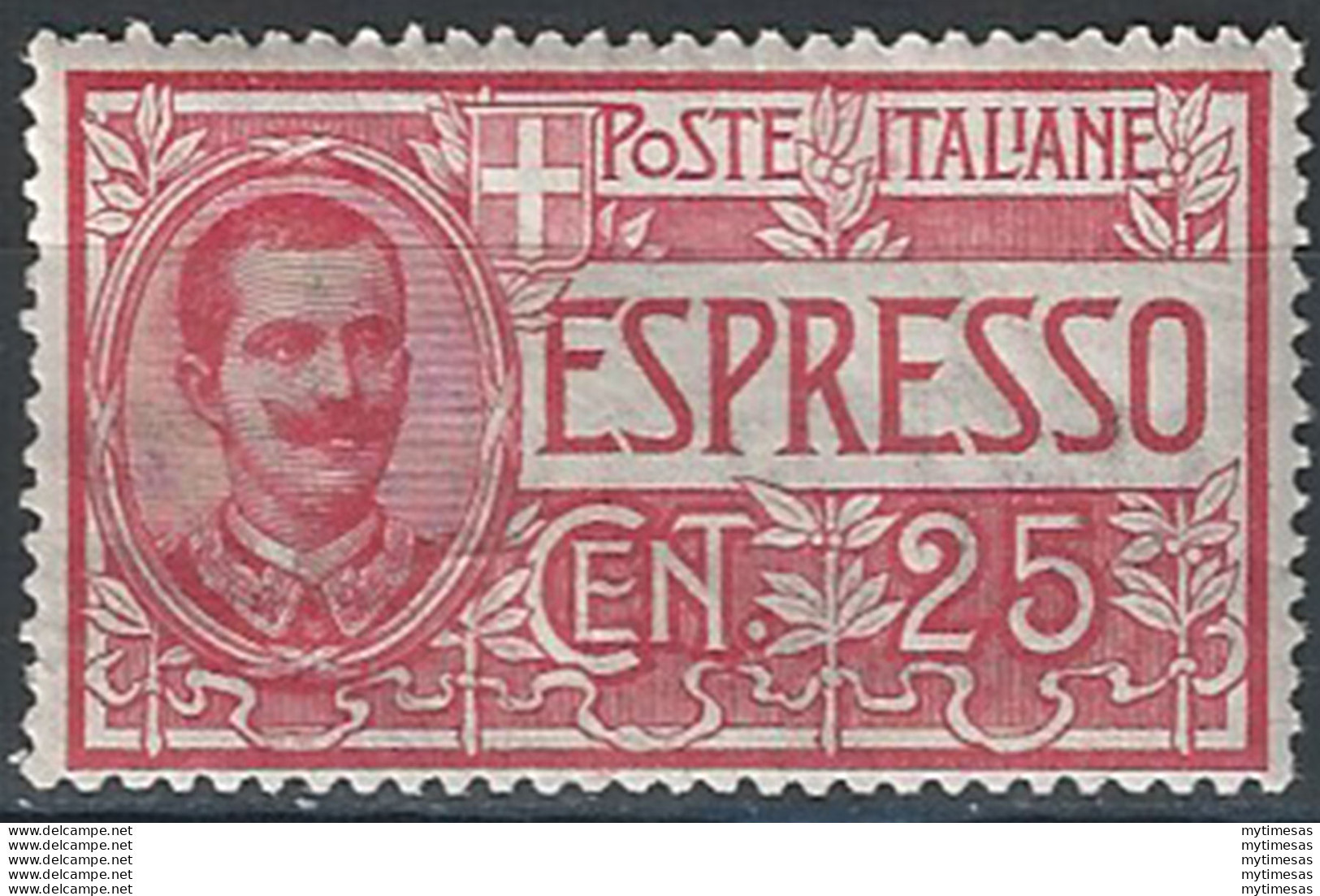 1903 Italia Regno VE III Exp C. 25 Rosso Anilina SL (MNH) Cat. Sass. 1 € 525,0 - Sonstige & Ohne Zuordnung