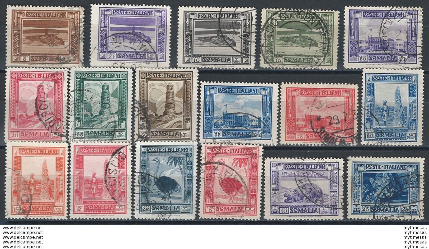 1935-38 Somalia Pittorica Cancelled Sass. N. 213/228+30 - Andere & Zonder Classificatie