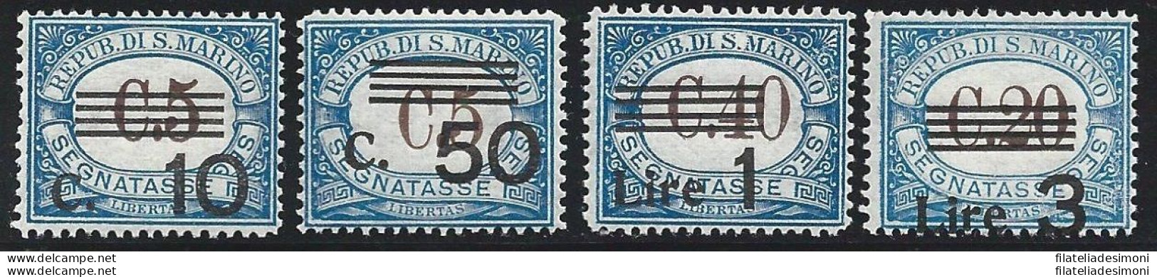 1940 SAN MARINO, Tasse N° 60/63  MNH/** - Andere & Zonder Classificatie