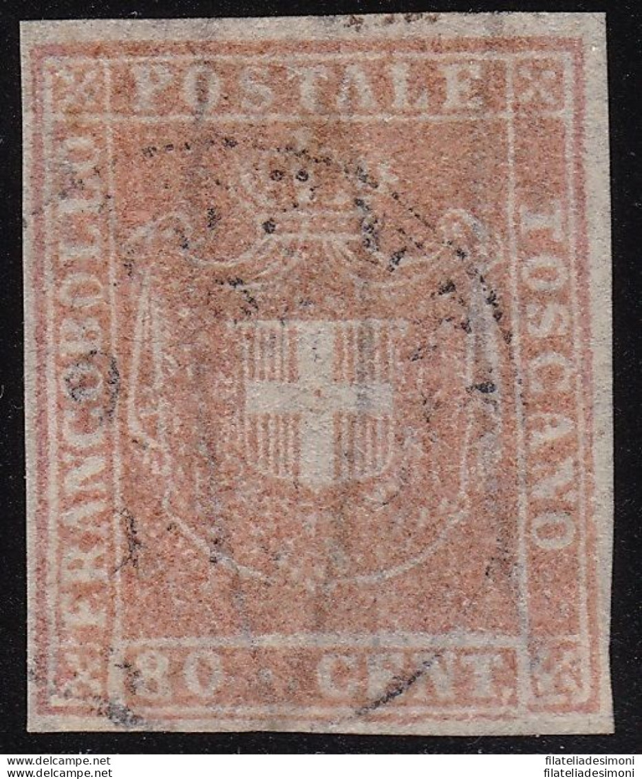1860 TOSCANA, N. 22 80 Cent. Carnicino USATO - Toscana