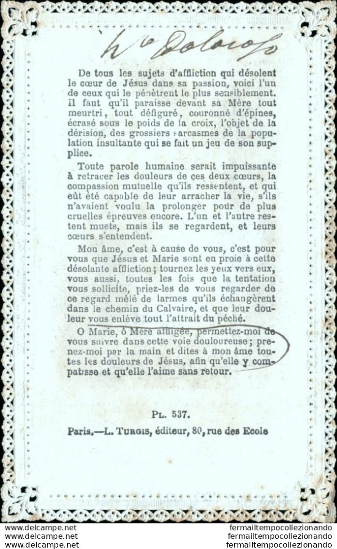 Bm41 Antico Santino Merlettato Holy Card Gesu' Di Nazaret Porta La Croce Jesus - Devotieprenten