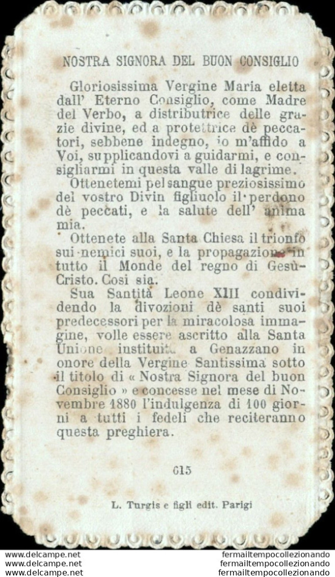 Bm2 Santino Merlettato Holy Card Nostra Signore Del Buon Consiglio - Devotieprenten