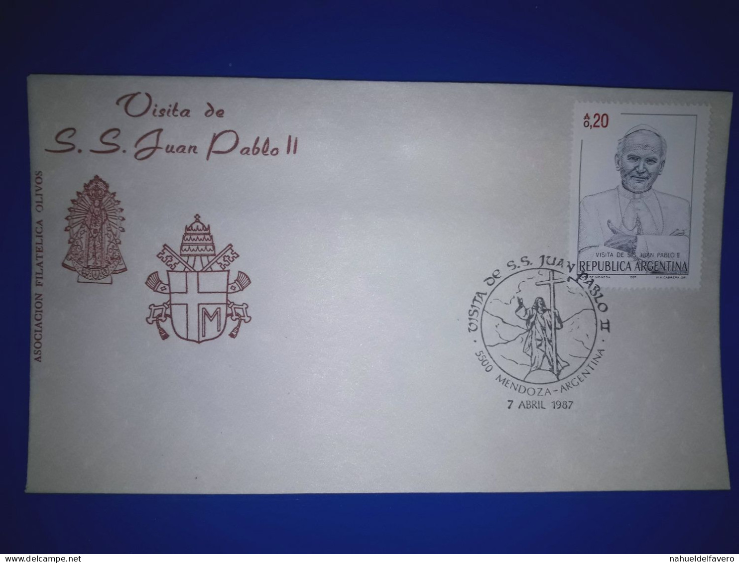 ARGENTINE; Enveloppe Commémorative De "La Visite De Sa Sainteté Jean-Paul II", édition De L'Association Philatélique Oli - FDC