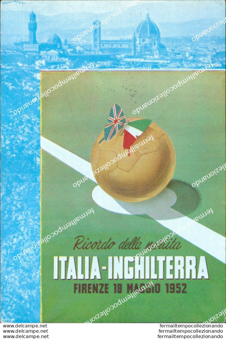 Bo449 Cartolina Firenze Ricordo Della Partita Italia-inghilterra 1952 - Sonstige & Ohne Zuordnung