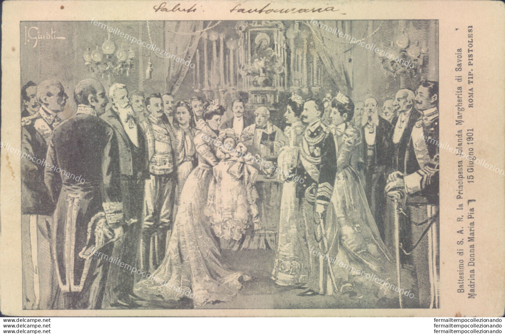 Af558 Cartolina Battesimo Di S.a.r. La Principessa Jolanda Savoia - Autres & Non Classés