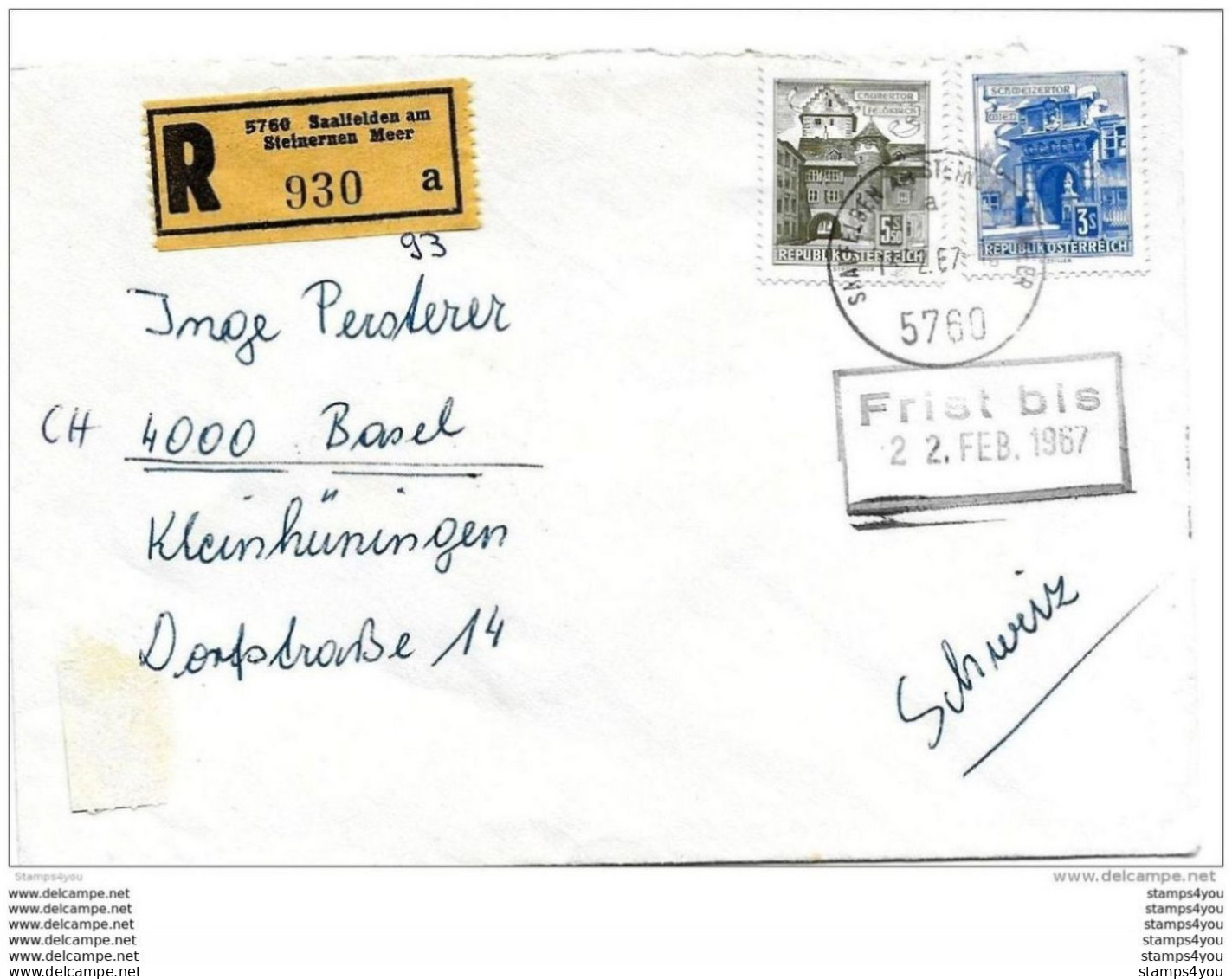 55 - 54 - Enveloppe Recommandée  Envoyée De Saalfelden 1967 - Briefe U. Dokumente