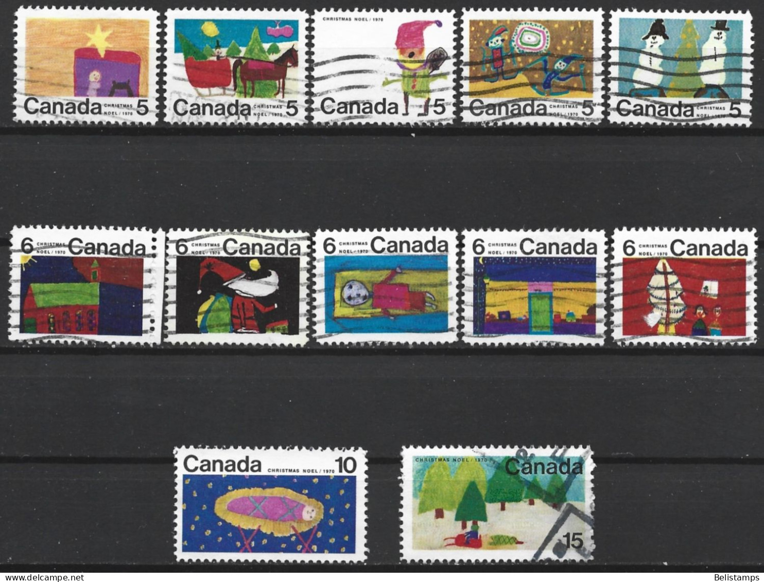 Canada 1970. Scott #519-30 (U) Christmas  (Complete Set) - Oblitérés