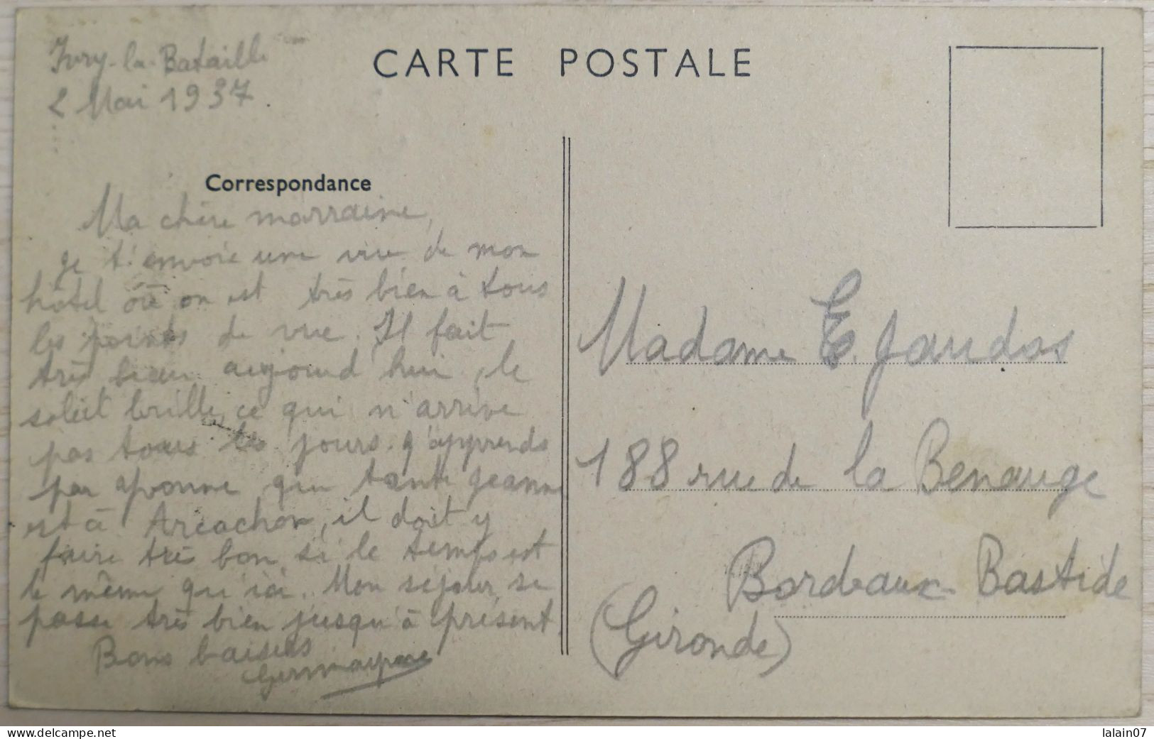 C. P. A. : 27 : IVRY LA BATAILLE : Hôtel Du Moulin, Les Pommiers Du Jardin En Fleurs, Timbre En 1937 - Ivry-la-Bataille