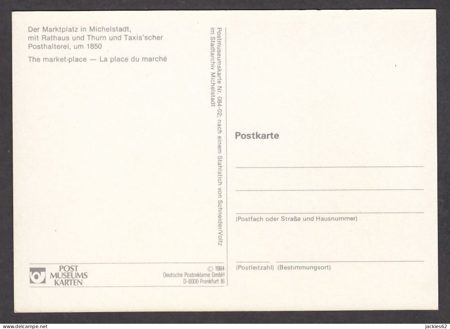 060493/ Gravure, Stahlstich Von SCHNEIDER/VOLTZ, *Der Marktplatz In Michelstad*t, Postmuseumskarte Michelstadt - Sonstige & Ohne Zuordnung